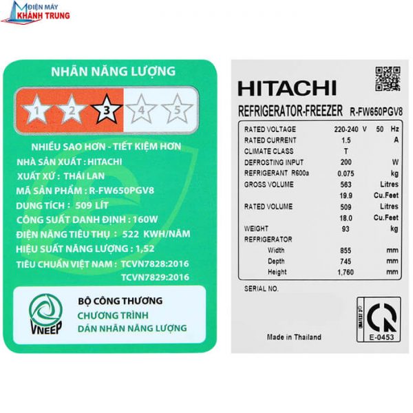 Hitachi Inverter 509 l R-FW650PGV8 GBK